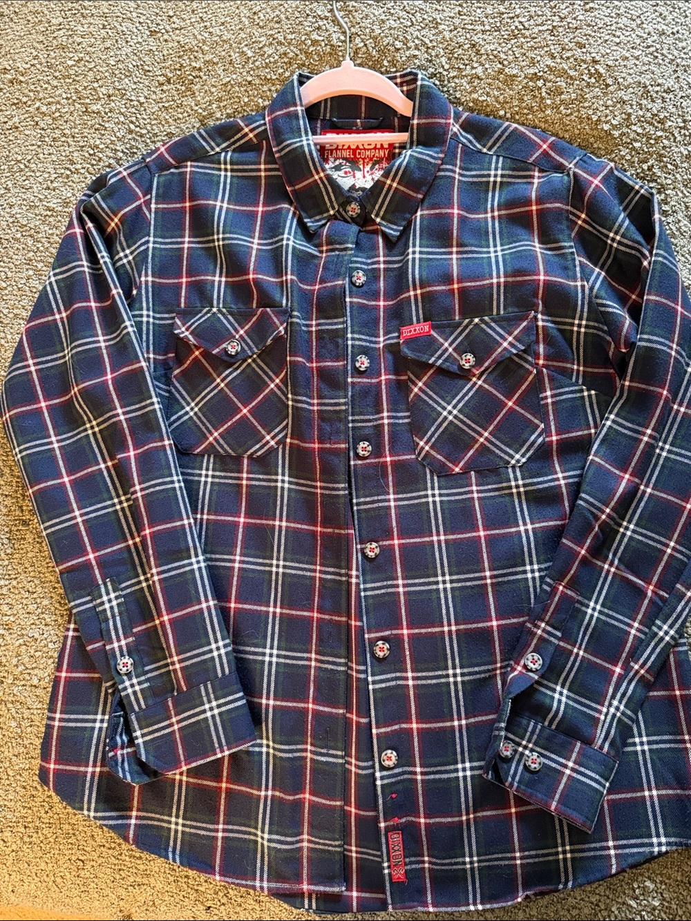DIXXON Torrence Navy and Red and Green Plaid Button-Down Shirt